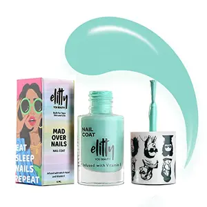 Elitty Long Lasting Mad Over Nail Paint with 12 Toxin Free Infused with Witch Hazel Vit E Vegan & Cruelty Free Aqua glossy 6 ML Nail Paint for Teenagers