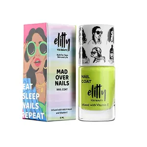 Elitty Mad Over Nail Paint Long Lasting Nailcoats 12 Toxin Free Infused with Witch Hazel Vit E Vegan & Cruelty Free Matte - Green Flags Only 6 ML Makeup For Teenagers