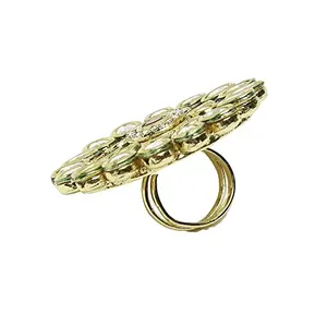 Ruby Raang Women's Mixed Metal Artificial Kundan Rings - Traditional Jewellery Set for Women (Gold)