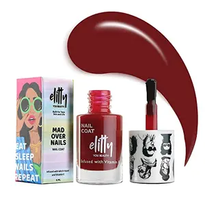 Elitty Mad Over Nails- Nail Paint Long Lasting Nailcoats 12 Toxin Free Infused with Witch Hazel Vit E Vegan & Cruelty Free glossy - Bad Breakup (Red) 6 ML Makeup For Teenagers