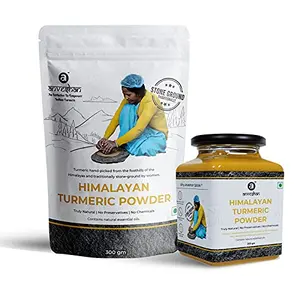 Anveshan Empowering farmers with technologyTurmeric Powder Combo|Hand Ground|High Curcumin|Preservative Free|Pack of Jar 200G & Pouch 300G