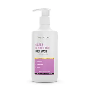 Dr. Sheth's Gulab & Glycolic Acid Exfoliating Body Wash | For Smoother Even-Toned Skin | With Glycolic Acid & Gulab Extract| Men & Women | 250 mL