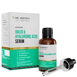 Dr. Sheth's Haldi & Hyaluronic Acid Face Serum For Intense Hydration Plump & Bouncy Skin | For Normal Dry & Oily Skin | For Women & Men | 30 mL