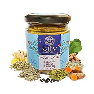 Satv Moon Latte Turmeric Golden Milk Mix I 11 Herbs I Relaxation & Calmness Revitalize I Brahmi Shankhpushpi Rose  Fennel I 150 Cups