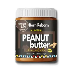 Born Reborn Chocolate Peanut Butter (500g)(Creamy) All Natural | n & Brown Sugar | 8.1g Protein Per Serve | Non GMO | | Vegan | Free (500g)