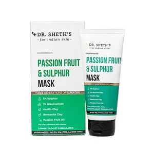 Dr. Sheth's Passion Fruit & Sulphur MaskPaste for Skin| Face Pack That Brightens Skin With & Kaolin Clay | For Women & Men| Peel Off Mask Pack For Glowing Skin 50g