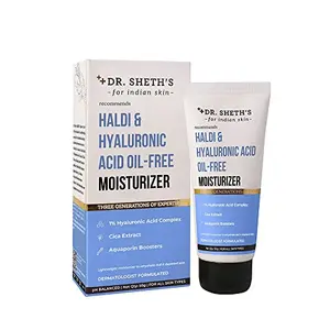 Dr. Sheth's Haldi & Hyaluronic Acid Oil-Free LightMoisturiser to Rehydrate Dull Skin with 1% Hyaluronic Acid Cica Extract & Aquaporin ers for Unisex 50g