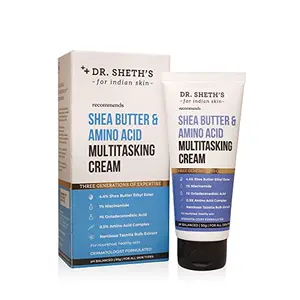 Dr. Sheth's 4.4% Shea Butter & 0.5% Amino Acid Multitasking Face Cream (Vegan) with 1% Niacinamide 1% Octadecenoic Acid and Narcissus Extract for Dryness Damaged Skin For All Skin Types 50g