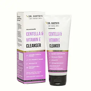 Dr. Sheth's Centella & Vitamin E Cleanser | pH Balanced Gently Cleanses & Hydrates | For Normal Oily & Sensitive Skin | With Almond Oil And Extract | Men & Women |100 mL