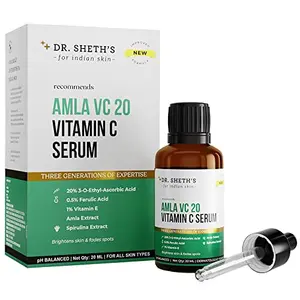 Dr. Sheth's Amla VC20 20% Vitamin C Serum For Glowing Skin Pigmentation With 0.5% Ferulic Acid & 1% Vitamin E | For Women & Men | Face Serum For All Skin Types -20ml