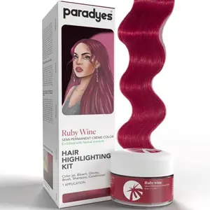 Paradyes Ruby Wine Semi Permanent Hair Color Highlighting Kit Enriched with Herbal Ingredients for All Hair Types 75g