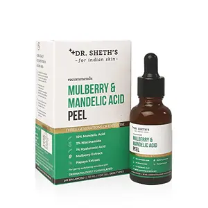 Dr. Sheth's Mulberry & 10% Mandelic Acid (AHA) Peel With 2% Niacinamide 1% Hyaluronic Acid & Papaya Extract For Gentle Exfoliation & Anti-Wrinkles Chemical Peel Exfoliator 30ml