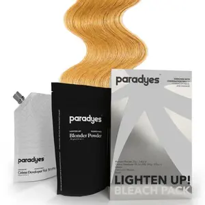 Paradyes Lighten Up! Bleach Pack 30 Vol. enriched with Flax Oil Almond Oil and Olive Oil to lighten dark hair suitable for All Hair Types