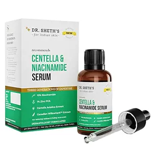 Dr. Sheth's Centella & 10% Niacinamide Serum For All Skin Types with 1% Zinc PCA & Liquorice Extract | Serum For Skin For Oily Dry Sensitive Normal - 30ml