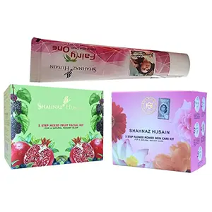 Shahnaz Husain 5 Step Flower Power Skin Care and 5 Step Mixed Fruit Facial Kit with Fairy One Natural Glow Cream