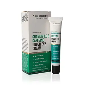 Dr. Sheth's Chamomile & 2.5% Caffeine Under Eye Cream |Fine Lines Wrinkles & Puffiness | 0.1% Bakuchiol & Algae Extract for Dark Circles For Women & Men | Daily use anti aging cream -15g