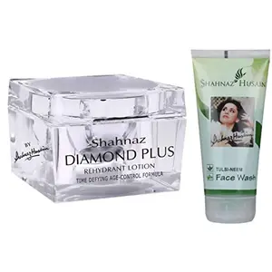 Shahnaz Husain Diamond Plus Rehydrant Lotion - 40 GM and Tulsi Neem Face Wash - 50GM