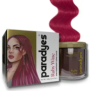 Paradyes Ammonia Free Cruelty Free Vegan DIY application Semi-permanent Hair Color jar only 120gm (Ruby Wine)