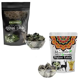 Mini Storify Truly Organic Afghani Loban - Pack of 2 (Green 250 gm + Black 150 gm) - Organic, Natural & Pure Lobaan for Home Pooja & Fragrance