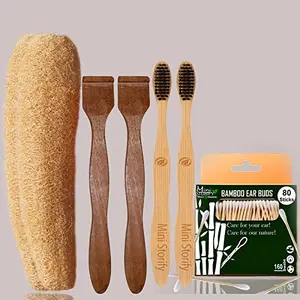 Mini Storify Truly Organic 1.Bamboo Cotton ear bud2.Adult bamboo toothbrush,,2.Pure Neem Tongue Cleaner forAdults,2.Loufah Sponge (PACK-7)