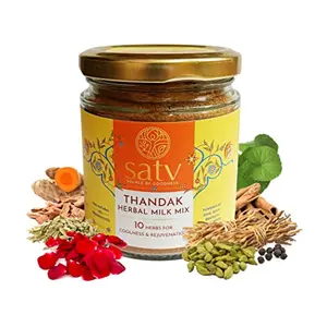 Satv Thandak Herbal Milk Mix I Herbal Summer Coolant I Milk Mix of 10 Herbs for Coolness Relaxation Calmness  I Sandalwood Khus Rose and Anantamul I 100+ Cups