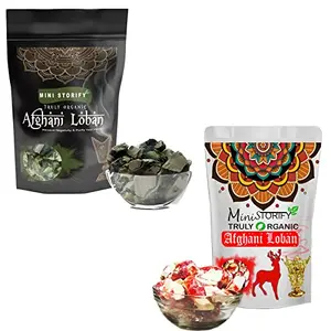 Mini Storify Truly Organic Afghani Loban - Pack of 2 (Green 250 gm + Red 150 gm) - Organic, Natural & Pure Lobaan for Home Pooja & Fragrance