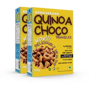 Born Reborn Quinoa Choco Triangles High in Protein and Fiber - Crunchy Chocolate Flavour (Pack of 2)