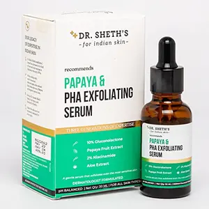 Dr. Sheth's Papaya & PHA Exfoliating Serum |Open Pores Dullness Acne | For Women & Men | Face Serum For All Skin Types -30ml