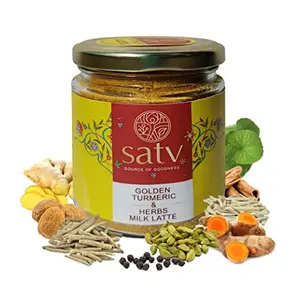 SATV High Curcumin Turmeric Golden Milk Mix I 10 Herbs Immunity Booster | Relaxation I Lakadong Turmeric  Shatavar Brahmi Ginger I [100 + cups]