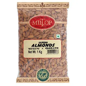 Miltop Raw California Almonds | Premium Badam Giri | High in Fiber | Hand-picked Nuts & Dry Fruits| 1Kg Pouch