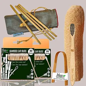 Mini Storify Truly Organic2.Bamboo Cotton ear buds 1. bamboo ToothBrush1.bamboo Tongue cleaner,2.Loufahs 4. Bamboo Straw (PACK OF 10)