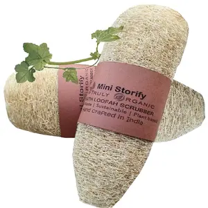 Mini Storify Truly Organic Natural Loofah Body Scrubber - Pack of 2 - Organic Loofa/Loufah Sponge Pad for Body Scrubbing & Bathing