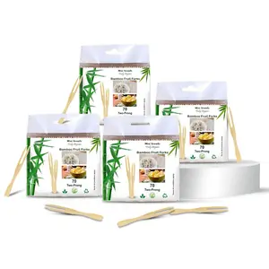 Mini Storify Truly Organic Disposable / Bio-degradable Bamboo Wooden Two Point Mini Fruit Fork Party Forks 9cm (3.5") Set of 4 (280 Sticks)