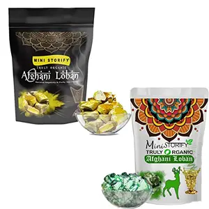 Mini Storify Truly Organic Afghani Loban - Pack of 2 (Yellow 250 gm + Green 150 gm) - Organic, Natural Pure Lobaan for Home Pooja Fragrance
