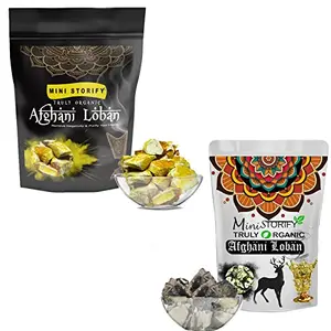 Mini Storify Truly Organic Afghani Loban - Pack of 2 (Yellow 250 gm + Black 150 gm) - Organic, Natural Pure Lobaan for Home Pooja Fragrance