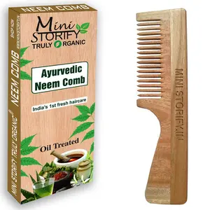 Mini Storify Truly Organic Kacchi Neem Wood Handle Comb - Handmade Wooden Combs for Women and Men