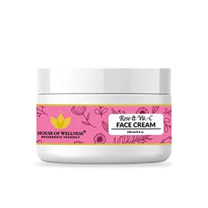 House of Wellness Rose & Vitamin C Face Cream | Daily Light Moisturizer Herbal Cream 250 g
