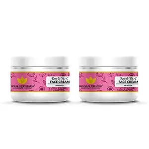 House of Wellness Rose & Vitamin C Face Cream | Daily Light Moisturizer Herbal Cream Pack of 2-500 g