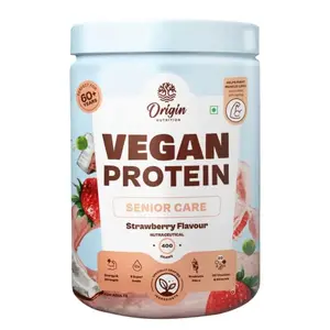 Origin Nutrition Senior Care Plant Protein Powder 400g Strawberry Flavour with 20 Vitamins & Minerals and 9 Superfoods