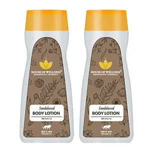 House of Wellness Sandalwood Body Lotion for Deep Hydration Moisturizing and Skin Brightening Pack of 2 (200ml x 2)