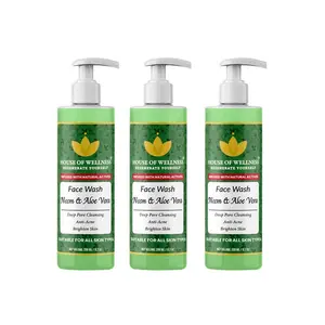 House of Wellness Neem and Aloevera Face Wash | Skin Purifying Brightening - Pack of 3 600ml