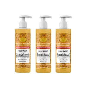 House of Wellness Sandalwood Face Wash | Extracts of 100% Natural Sandalwood & Aloe Vera for Instant Brightening - Pack Of 3 600ml