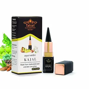 TATSAT - WELLNESS THROUGH AYURVEDA with Pure Herbs Medicated Soot and Desi Cow Ghee| Lab Tested| Black Matte Finish