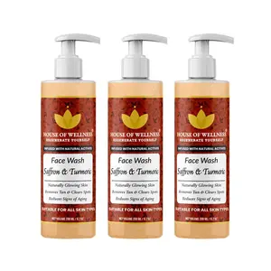 House of Wellness Saffron & Turmeric Face Wash for All Skin Type  - Pack Of 3 600ml