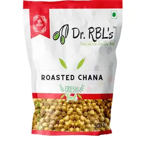 Dr. RBL's 100% Fresh and Natural Roasted Chana (Bhuna Hua Chana) | Unsalted Roasted Gram/Chickpeas gram | Healthy Snack with High Protein Fiber and Nutrients -Pack of 1 (500 Grams)
