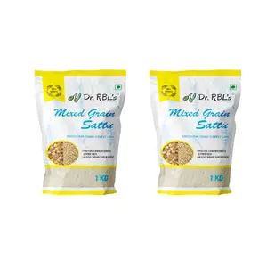 Dr. RBL's Sattu Powder | Mixed Grain Sattu Atta - Chana Sattu with Jau| Instant Sattu Drink 100% Natural & Fresh| Fibre - Rich High Protein Sattu Chana Flour | 2Kg Pack of Two (1Kg X 2)