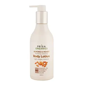 Prisa Organics Almond & Honey Soothing Restoring Body Lotion | Nourishing Body Lotion| Deep Absorbing Body Lotion | Body Lotion for Women & Men | 300ml
