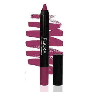 FLiCKA Lasting Lipsence Hd Crayon Lipstick Pink Color Matte Finish for All Skin Tones Full Coverage - Pack of 1-09 Forever Young (10 Gms)