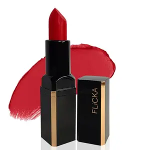 FLiCKA Lip Poetry Matte Lipstick Shade 01|Creamy Matte Texture Lip Color Weightless Long Lasting Highly Pigmented Lip Hydrating & Moisturizing Twinkle 4gm