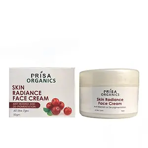 Prisa Organics Skin radiance Daily Face Cream | Hydrating with a Moisturizing of IBR Dragon and ifying Enzymes for a Flawless Wrinkle Free Face | Anti Blemish and De-pigmentation | For Normal  Dry & Oily skin | For Pure Poreless Skin | 50gm